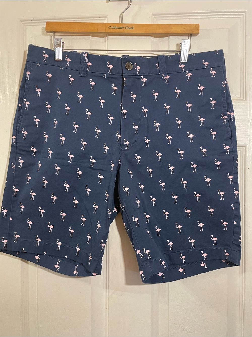 J Crew chino short in a navy and pink flamingo posit mens